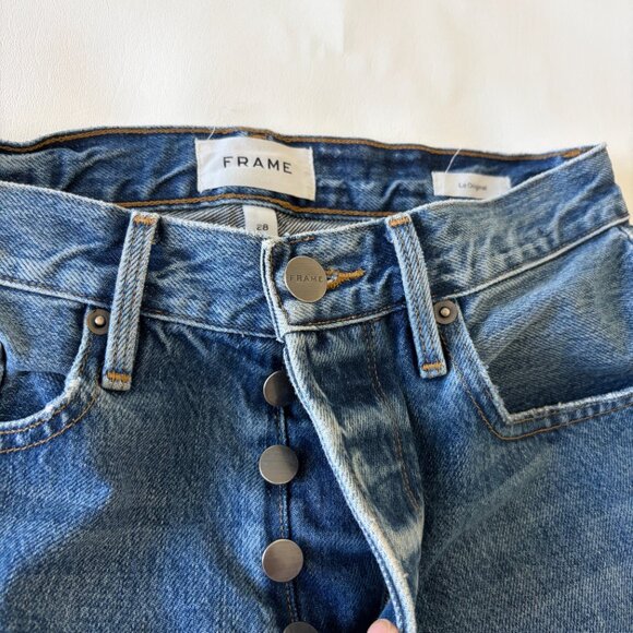 Frame Jeans Womens 28 Blue Denim 'Le Original' Button Fly Distressed High-Rise - Picture 8 of 13